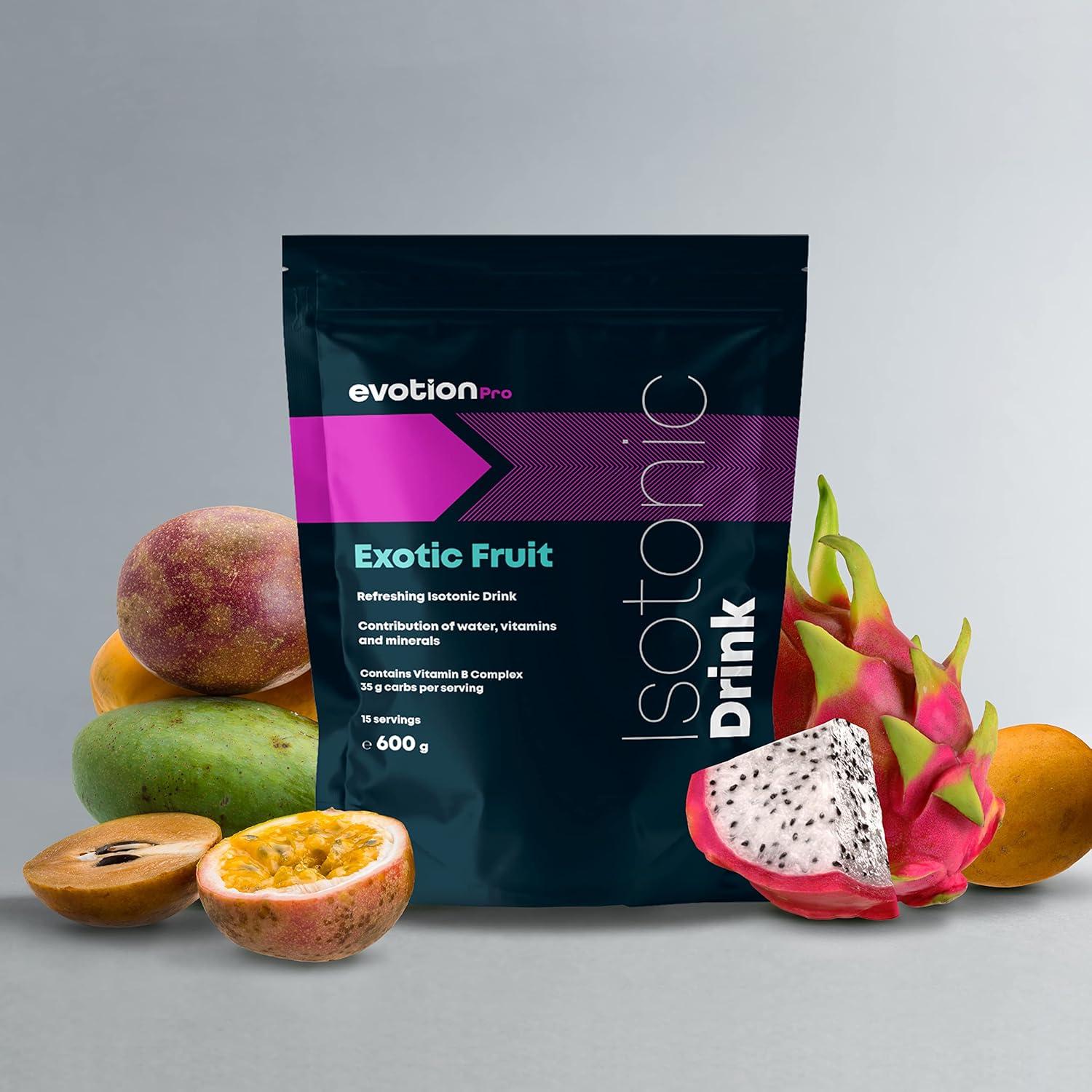 imageEVOTION PRO Isotonique en Poudre lectrolytes et Sels Minraux Boisson Isotonique pour Hydratation et nergie 600 g Fruits des boisFruits Exotiques