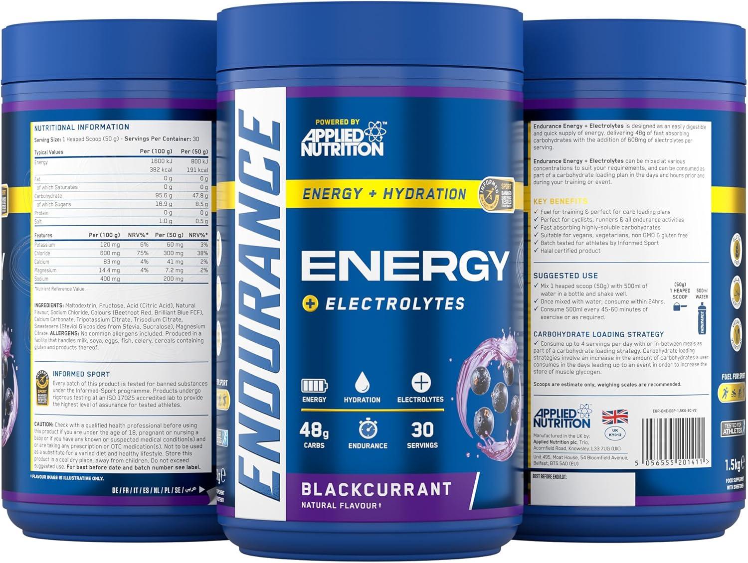 imageEndurance Energy Boisson en poudre riche en glucides et lectrolytes Quick Energy pour sports de performance 15 kg 30 portions cassisCassis
