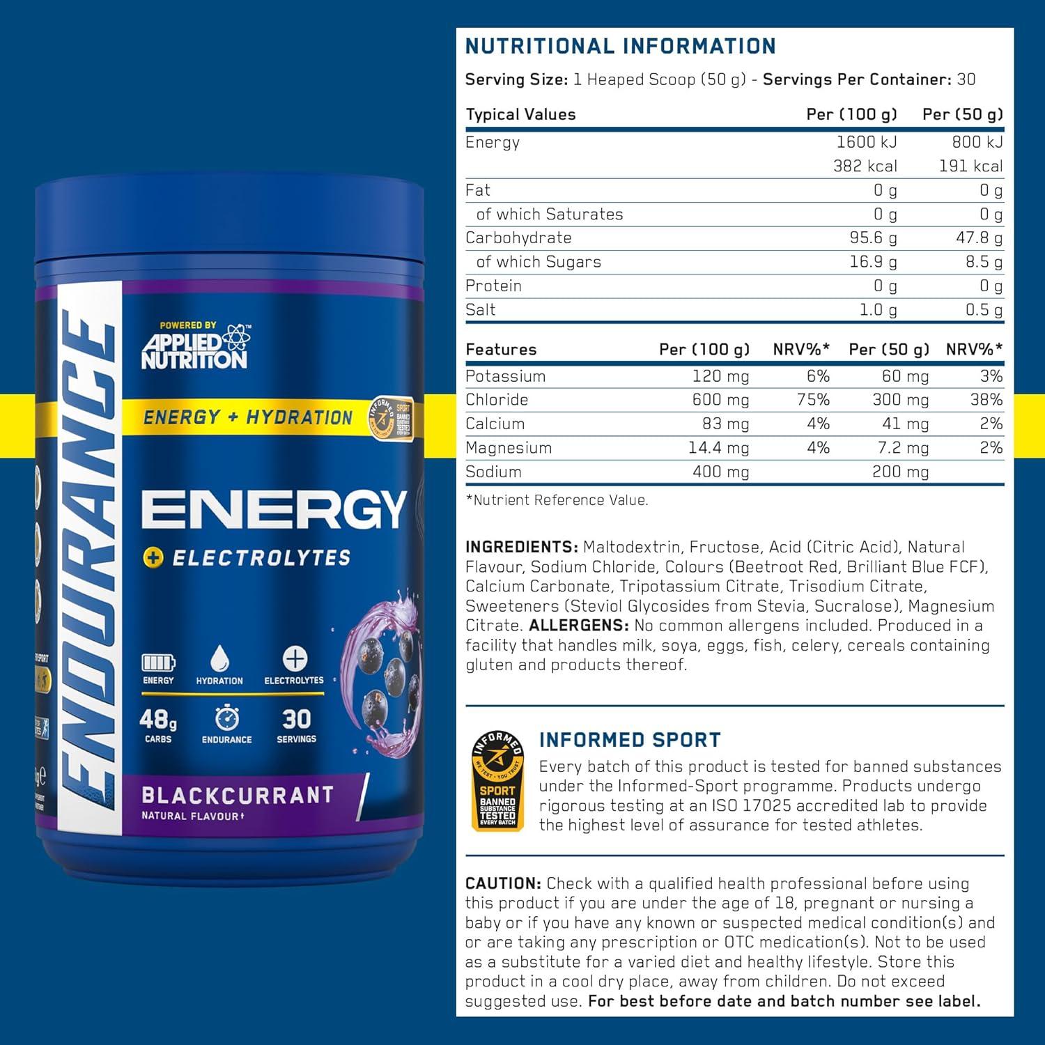 imageEndurance Energy Boisson en poudre riche en glucides et lectrolytes Quick Energy pour sports de performance 15 kg 30 portions cassisCassis