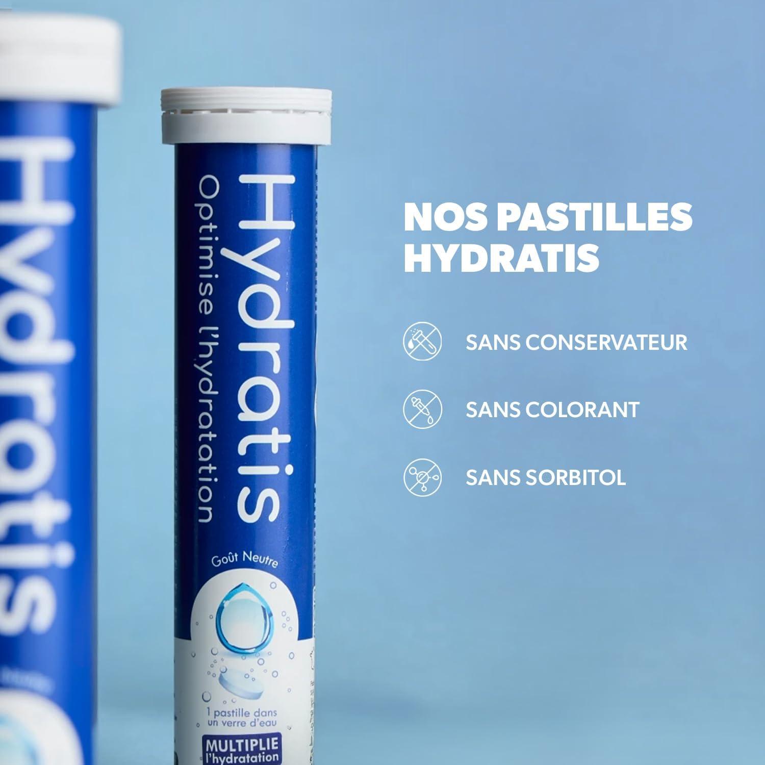 imageHYDRATIS Pack 4 Tubes de Pastilles Effervescentes avec Electrolytes Gourde 500 ml Jaune Optimise lHydratation CitronFleur de Sureau Fruits des Bois Pche CitronnelleGingembreGourde Rouge