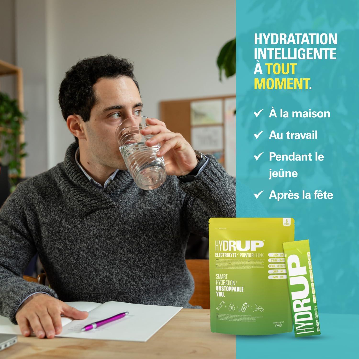 imagelectrolytes Sans Sucre en Poudre 1733 mg Hydratation et nergie Instantane avec Vitamines B et C Saveur Orange Paquet avec 6 Sachets de 14 Grammes Sans Gluten et sans LactoseCitronCitron Vert