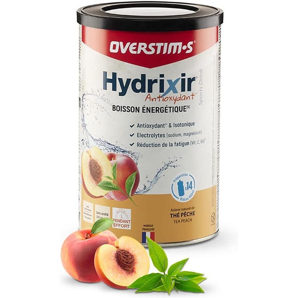 imageOVERSTIMs Boisson Hydrixir Antioxydant 600g Boisson nergtique isotonique pour le sport Electrolytes sodiummagnsium Vitamines B1B6CE Rduction de la fatigue Saveur Menthepeach