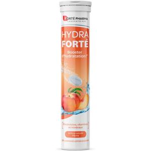 Forté Pharma – Hydra Forté Citron Menthe – Electrolyte hydratation – Vitamine C Magnesium, Vitamine D, Minéraux – Sport, Chaleur, Voyage – 24 comprimés cffervescents (1-2/Jour, 24 Jours)(Pêche)