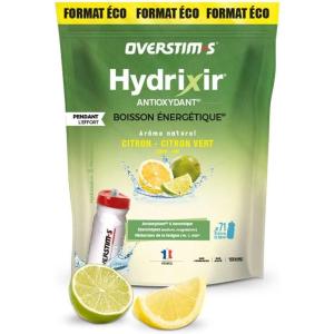 OVERSTIM.s– Boisson Hydrixir Antioxydant (600g) – Boisson énergétique isotonique pour le sport – Electrolytes (sodium,magnésium) – Vitamines (B1,B6,C,E) – Réduction de la fatigue – Saveur Menthe(Citron vert)