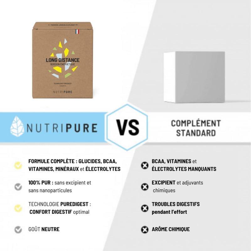 imageNutripure Boisson nergtique Long Distance Endurance Rcupration Confort Digestif Maltodextrine Fructose BCAA Vitamines lectrolytes Got Pomme 40gr x 12Neutre