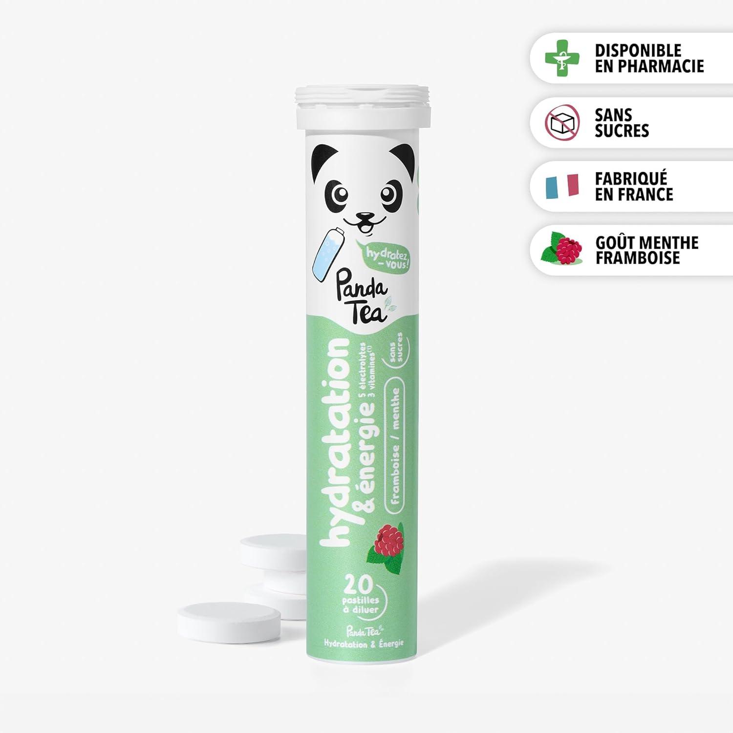 imagePanda Tea Hydratation ampamp nergie Menthe et Framboise 60 Pastilles sans sucre Electrolyte Ultra Hydratation Idale pour le Sport et le Quotidien3
