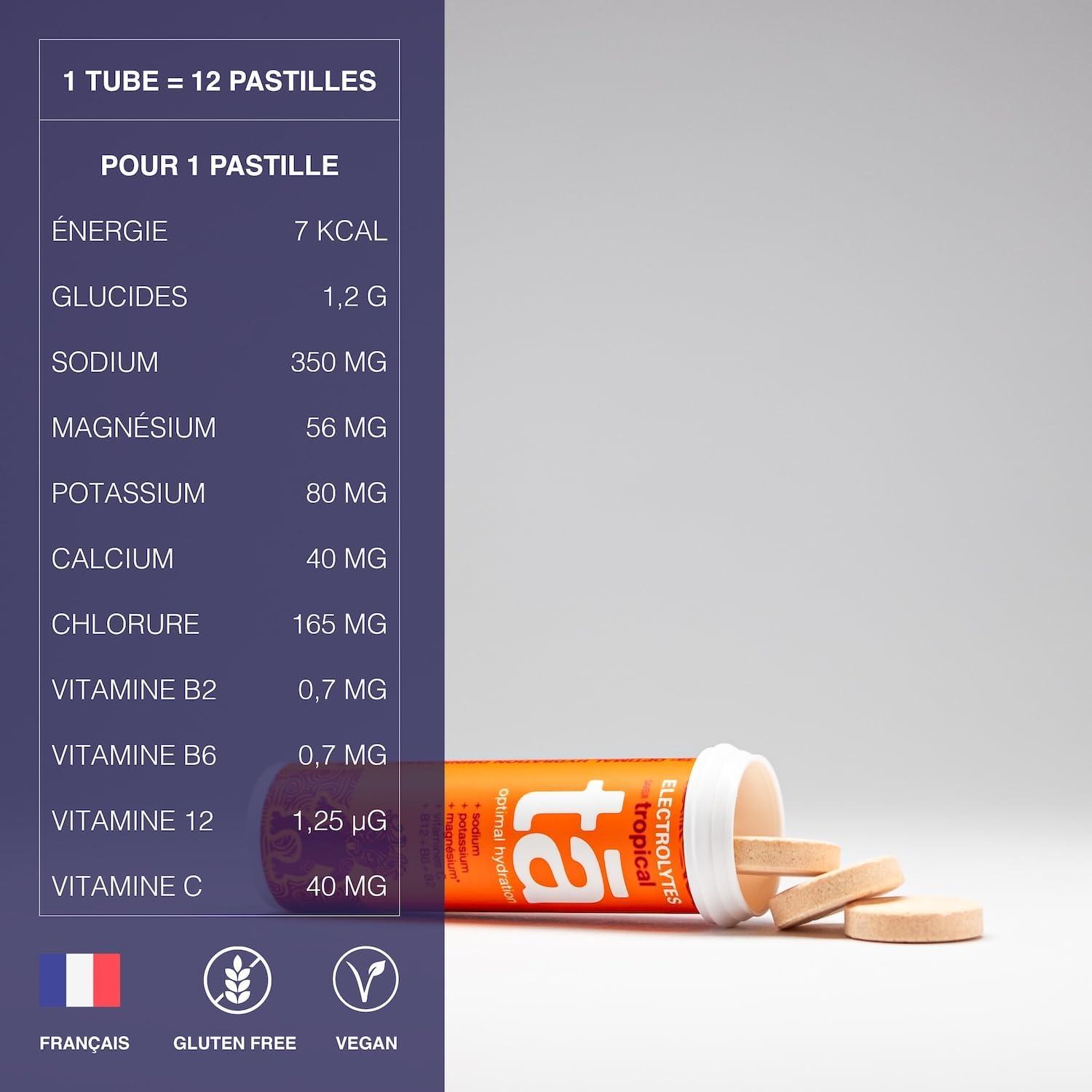 imageTA ENERGY Pastilles dHydratation Sels Minraux Vitamines Faibles Calories Rduit les crampes MADE IN FRANCE Watermelon Tube de 12 PastillesFruitsRouges