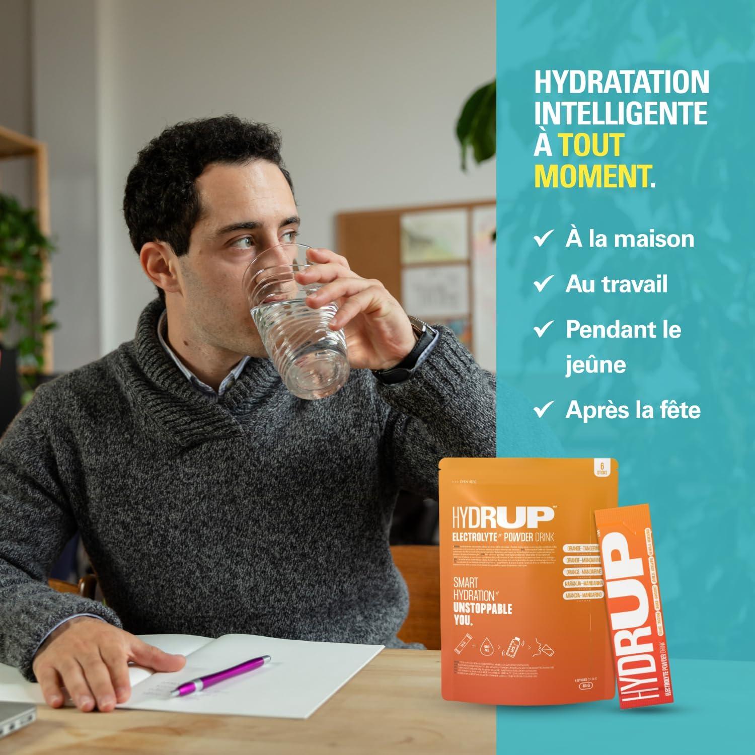 imagelectrolytes Sans Sucre en Poudre 1733 mg Bouteille Mlangeuse Incluse Hydratation avec Vitamines B et C Got Orange Packde 6 Sachets de 14 Grammes Sans Gluten et sans LactoseOrangeMandarine