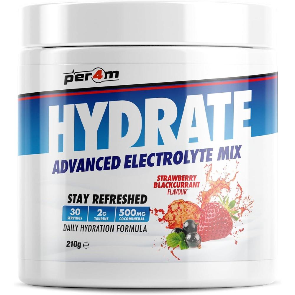 imagePer4m Hydration Electrolyte Mix Fraise Cassis 210g  Mix dlectrolytes fraise cassis pour lhydratation