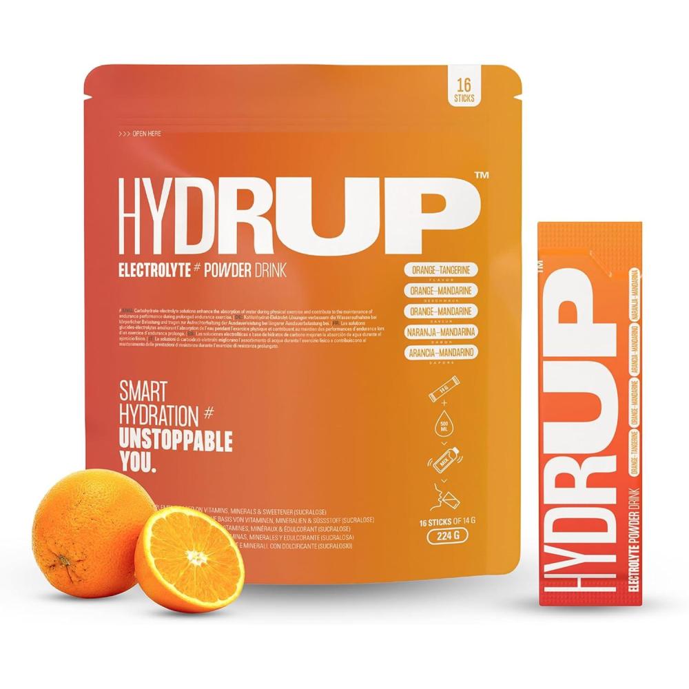 imagelectrolytes Sans Sucre en Poudre 1733 mg  Hydratation et nergie avec Vitamines B et C  8 Sachets Got Orange et 8 Got Citron Vert de 14 Grammes Chacun  Sans Gluten et sans LactoseOrangeMandarine