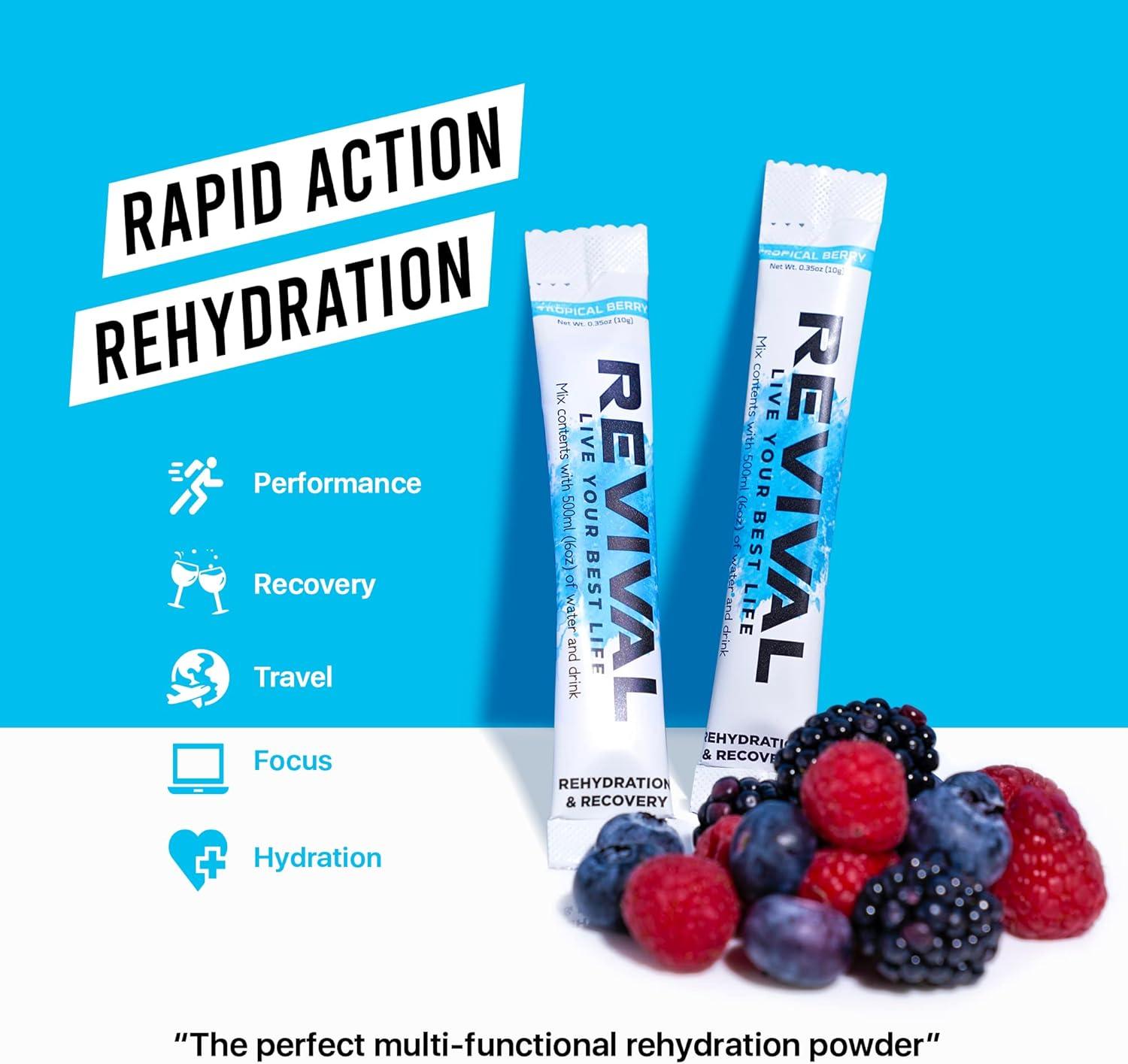 imageRevival Rapid Rehydration Starter Pack Bouteille dEau en Acier 500 ml avec 1 x 6 Paquets de Sachets de Poudre dlectrolytes CitronCitron