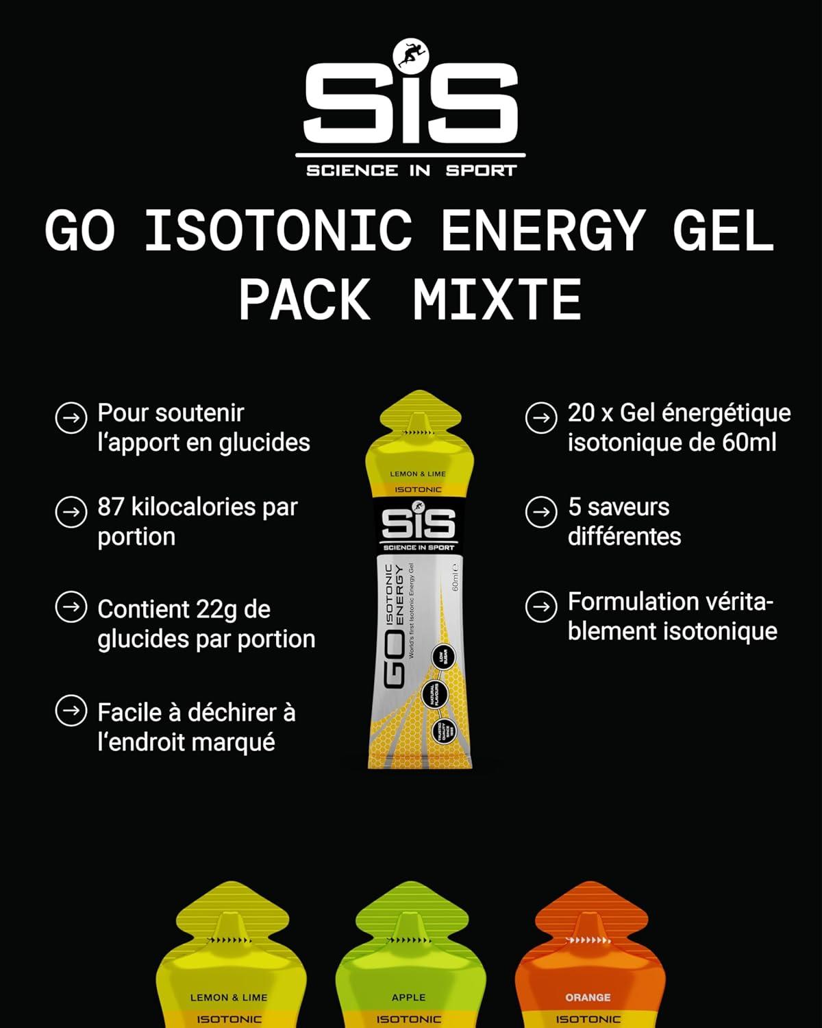 imageScience in Sport GO Gel Sport nergtique Isotonique 7 x 60ml Vegan 22g de Glucides Bon Fournisseur dnergie Alternative Optimale aux Boissons IsotoniquesLot de 20