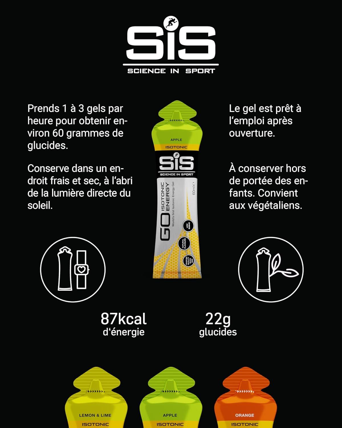 imageScience in Sport GO Gel Sport nergtique Isotonique 7 x 60ml Vegan 22g de Glucides Bon Fournisseur dnergie Alternative Optimale aux Boissons IsotoniquesLot de 7