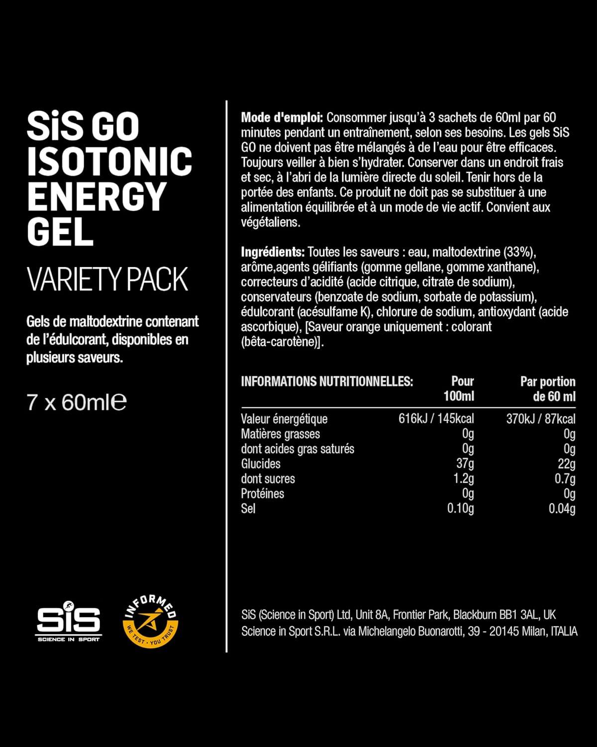 imageScience in Sport GO Gel Sport nergtique Isotonique 7 x 60ml Vegan 22g de Glucides Bon Fournisseur dnergie Alternative Optimale aux Boissons IsotoniquesLot de 7