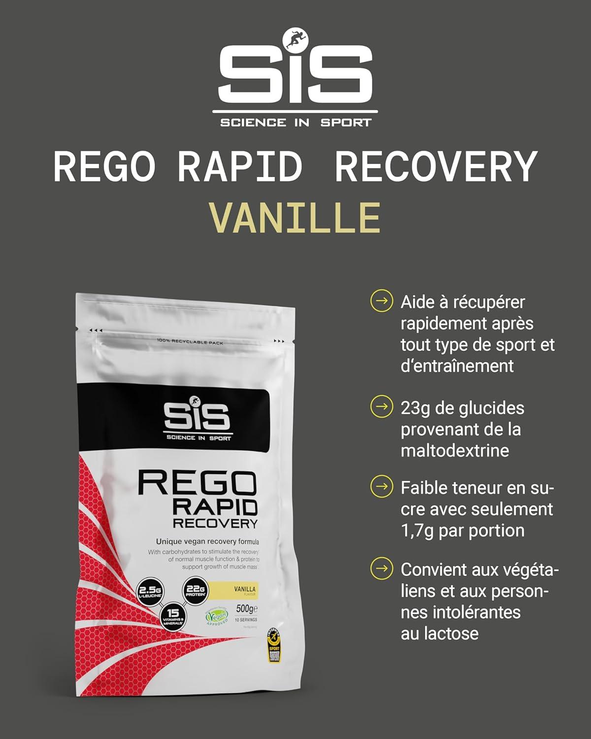 imageScience in Sport Rego Rapid Recovery Poudre 15kg Chocolat vegan Boisson de rcupration poudre avec glucides protines lectrolytes vitamines et minraux Pour un entranement efficaceVanille