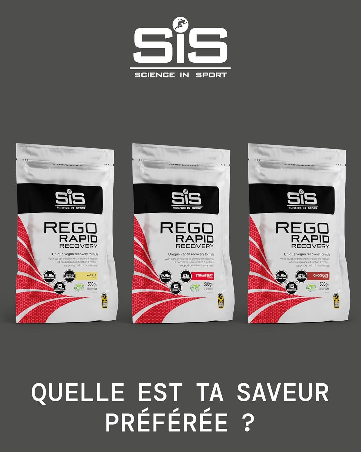 imageScience in Sport Rego Rapid Recovery Poudre 15kg Chocolat vegan Boisson de rcupration poudre avec glucides protines lectrolytes vitamines et minraux Pour un entranement efficaceFraise