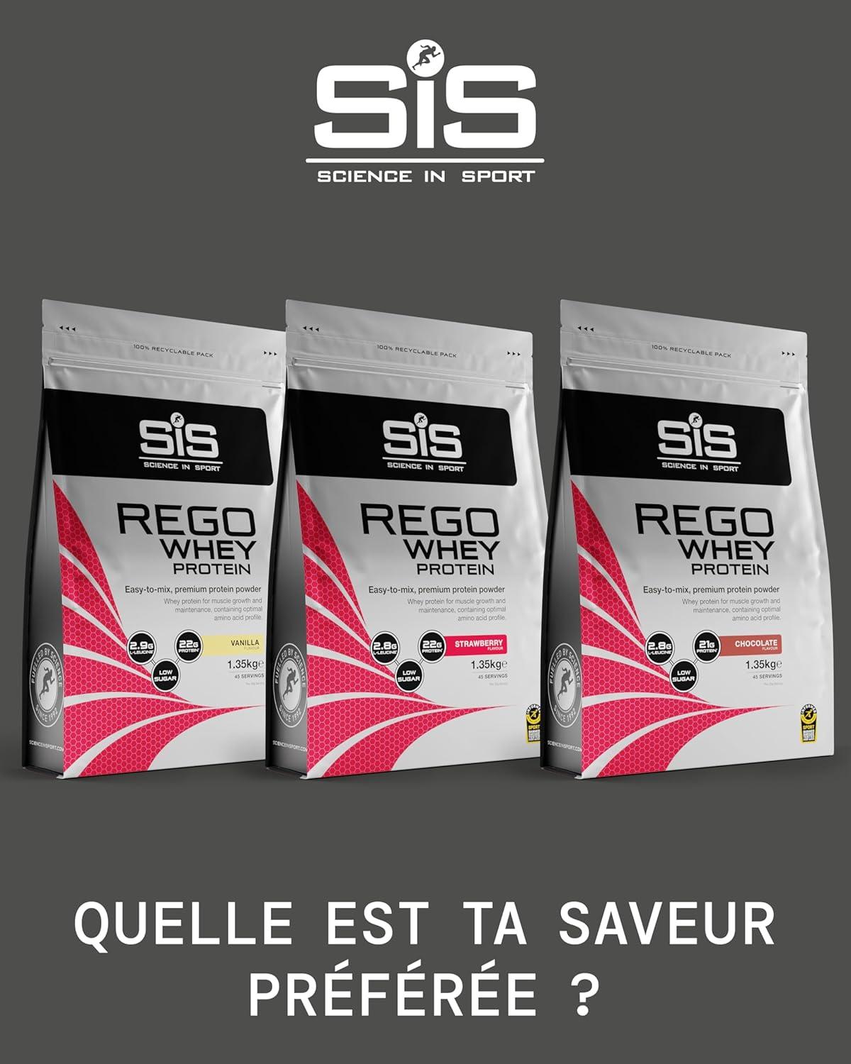 imageScience in Sport Rego Whey Protein Poudre 450g Fraise Boisson de rcupration poudre avec glucides protines lectrolytes vitamines et minraux Pour un entranement efficace 100 WheyFraise