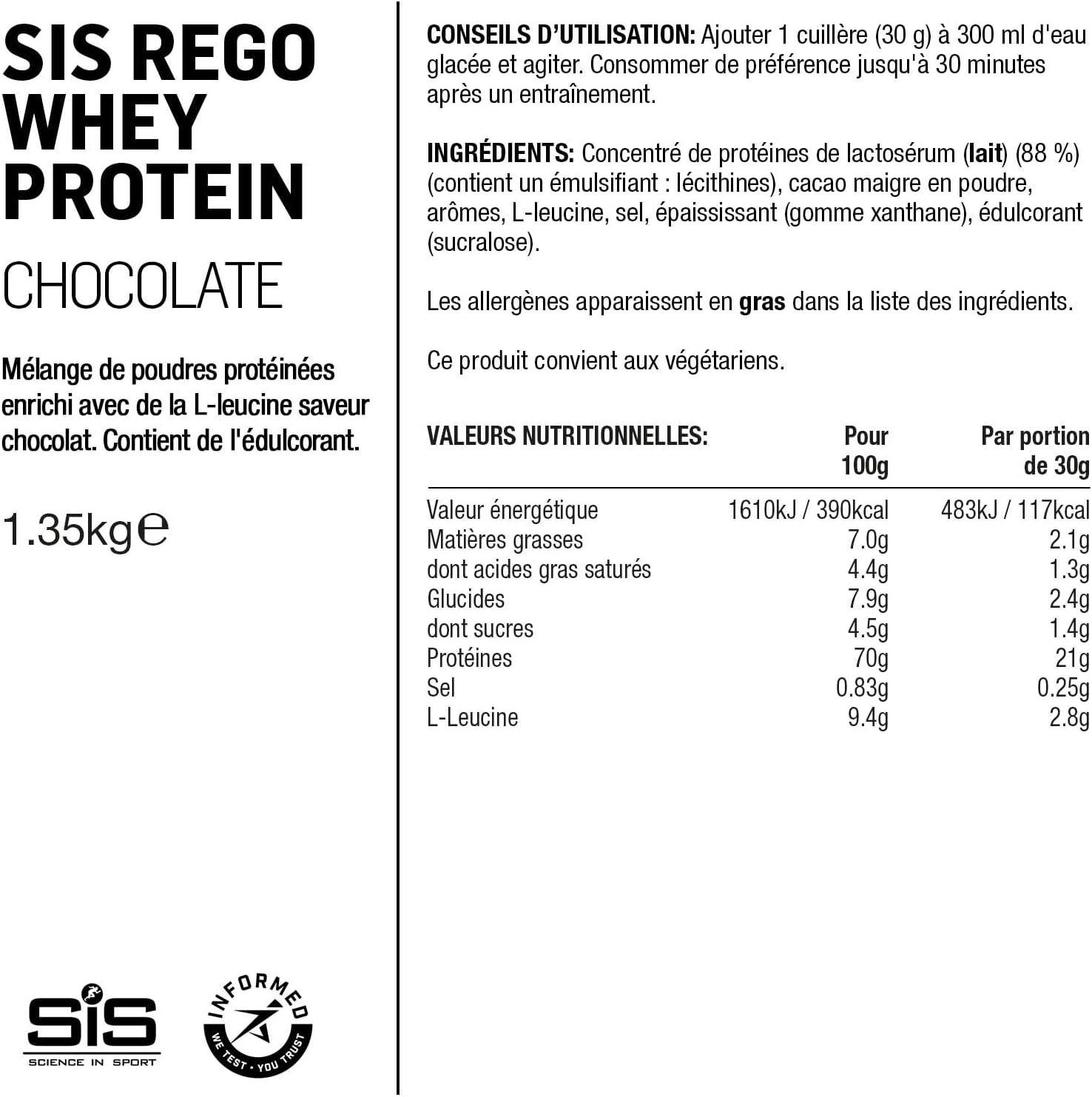 imageScience in Sport Rego Whey Protein Poudre 450g Fraise Boisson de rcupration poudre avec glucides protines lectrolytes vitamines et minraux Pour un entranement efficace 100 WheyChocolat