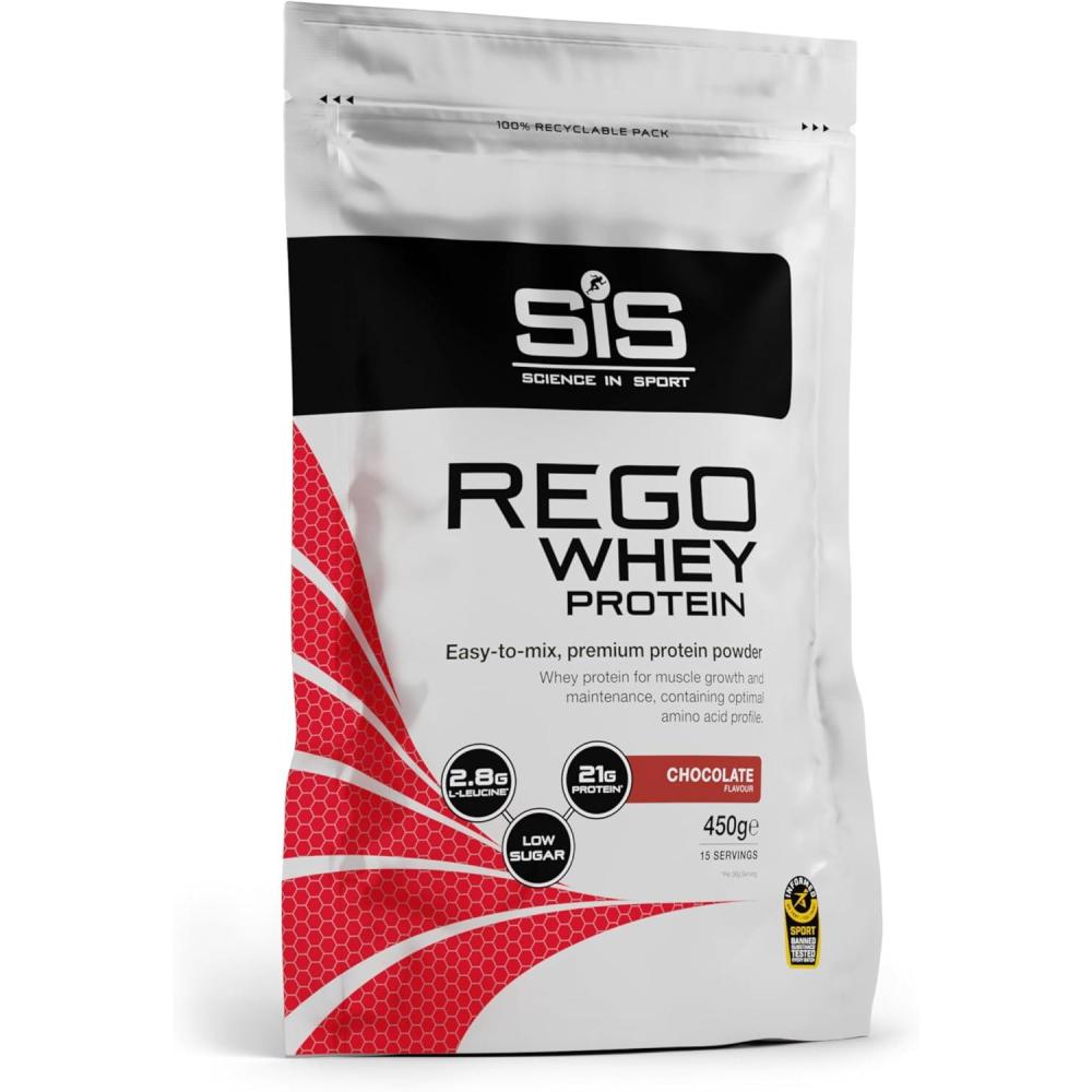 imageScience in Sport Rego Whey Protein Poudre 450g Fraise Boisson de rcupration poudre avec glucides protines lectrolytes vitamines et minraux Pour un entranement efficace 100 WheyChocolat