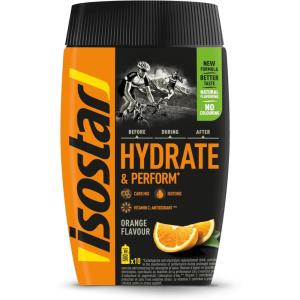 Isostar Hydrate & Perform Orange Poudre Boisson Isotonique Sport – Boisson Énergétique Endurance Avec Électrolytes Hydratation Running, Trail & Vélo, Source De Vitamine C, Sans Colorant, 400g
