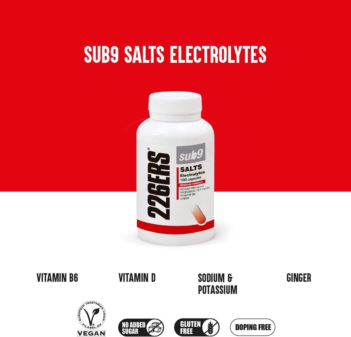 image226ERS Sub9 Sels lectrolytes Sels Minraux et lectrolytes pour Athltes Complment Alimentaire au Gingembre Vitamines et Minraux Dshydratation et Crampes Sans Gluten 100 Glules
