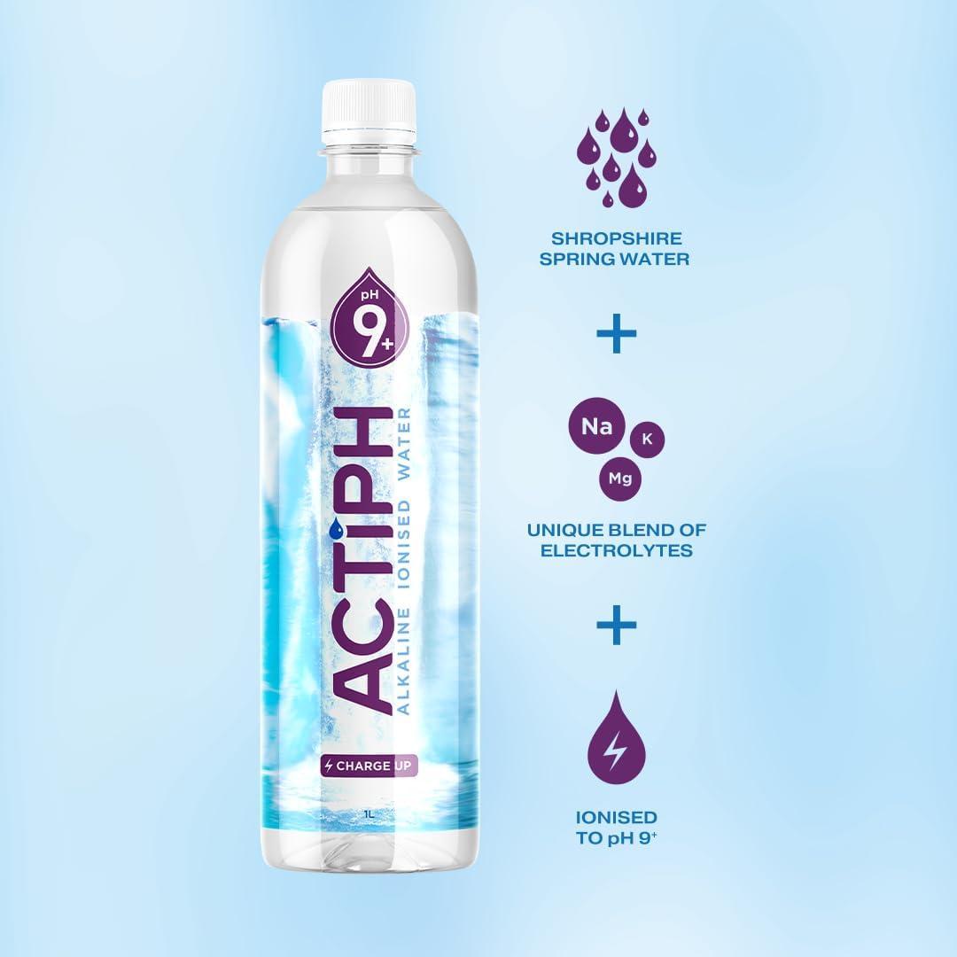 imageACTIPH Eau de Source Alcaline Ionise pH 9 Purifie avec lectrolytes Pure et Douce 12 x 1 L bouteilles PET
