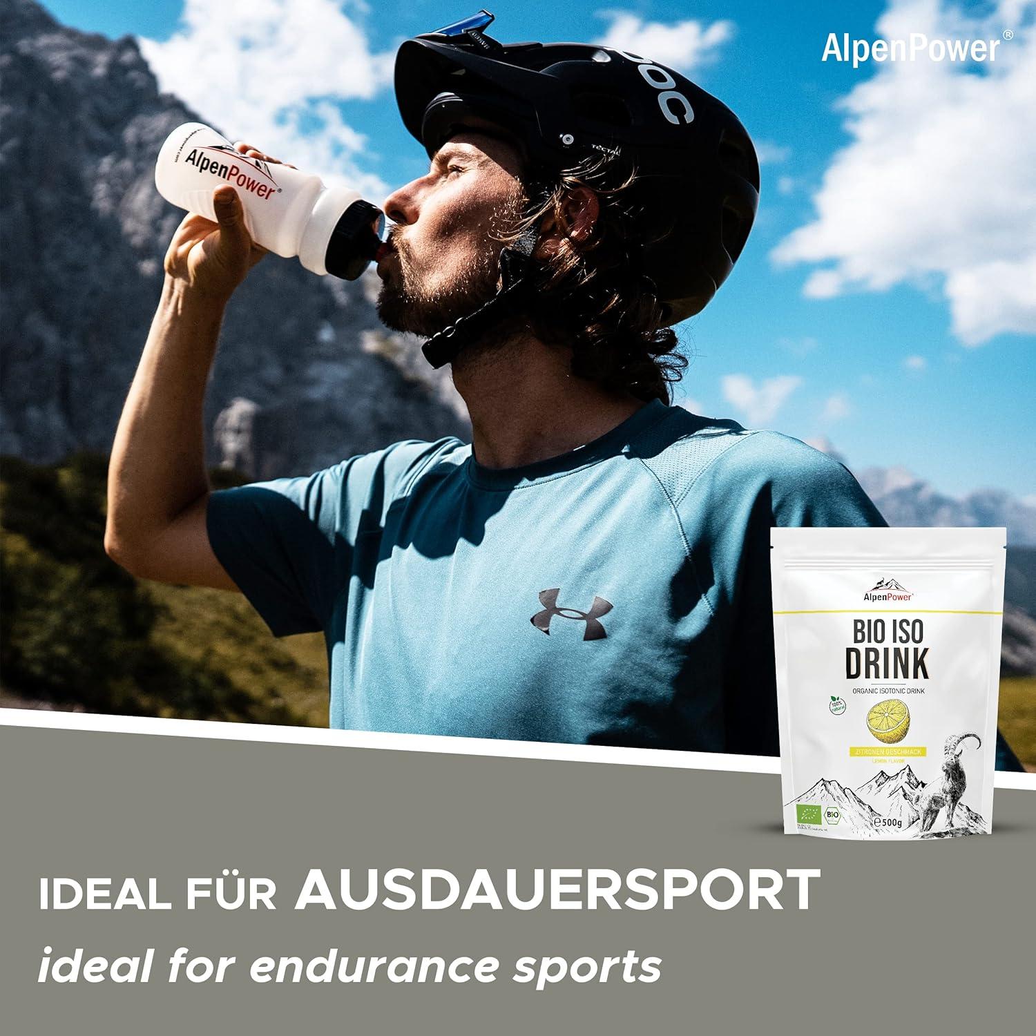imageAlpenPower BIO poudre pour boisson Isotonique Citron 500g Ingrdients 100 naturels Sans additifs artificiels Idal pour les sports dendurance