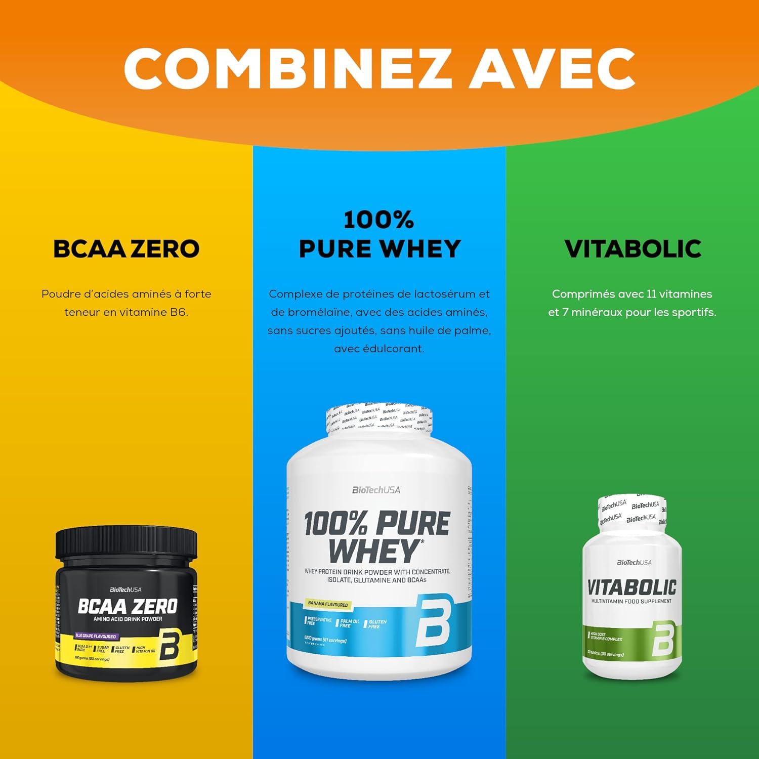 imageBioTechUSA Pump Caffeine Free nergie concentration et soutien immunitaire 19 Ingrdients actifs Boisson en poudre prentranement 330 g Fruits ExotiquesTh glac au citron