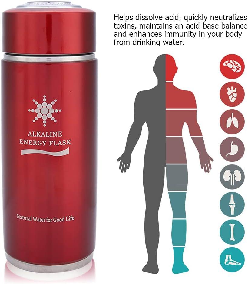imageBouteille Deau Alcaline en Acier Inoxydable isol Foldage Deau Alcaline Nanoquilibre Bio nergie Lonizer Tasse Flacon de Sport Bouteille pour le Bureau Extrieur SILVERRouge