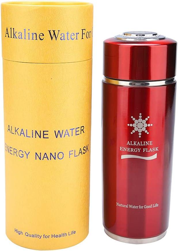 imageBouteille Deau Alcaline en Acier Inoxydable isol Foldage Deau Alcaline Nanoquilibre Bio nergie Lonizer Tasse Flacon de Sport Bouteille pour le Bureau Extrieur SILVERRouge