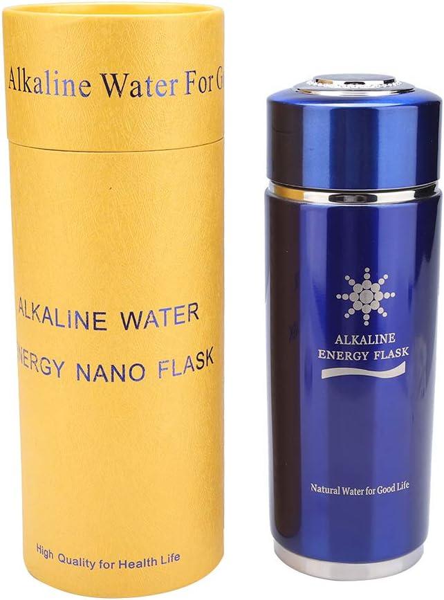 imageBouteille Deau Nano Energy Bouteille Deau Alcaline en Acier Inoxydable avec Photocatalyseur Tourmaline pour une Meilleure Absorption des Nutriments 400 Ml ArgentBleu