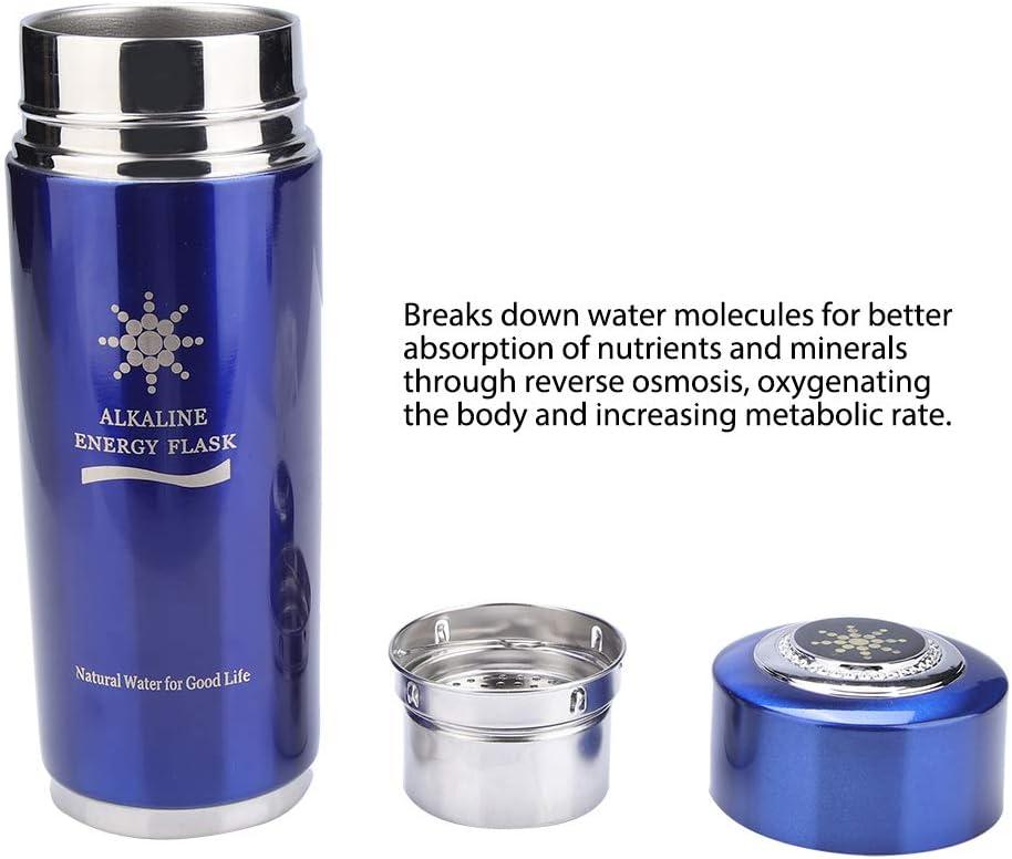 imageBouteille Deau Nano Energy Bouteille Deau Alcaline en Acier Inoxydable avec Photocatalyseur Tourmaline pour une Meilleure Absorption des Nutriments 400 Ml ArgentBleu