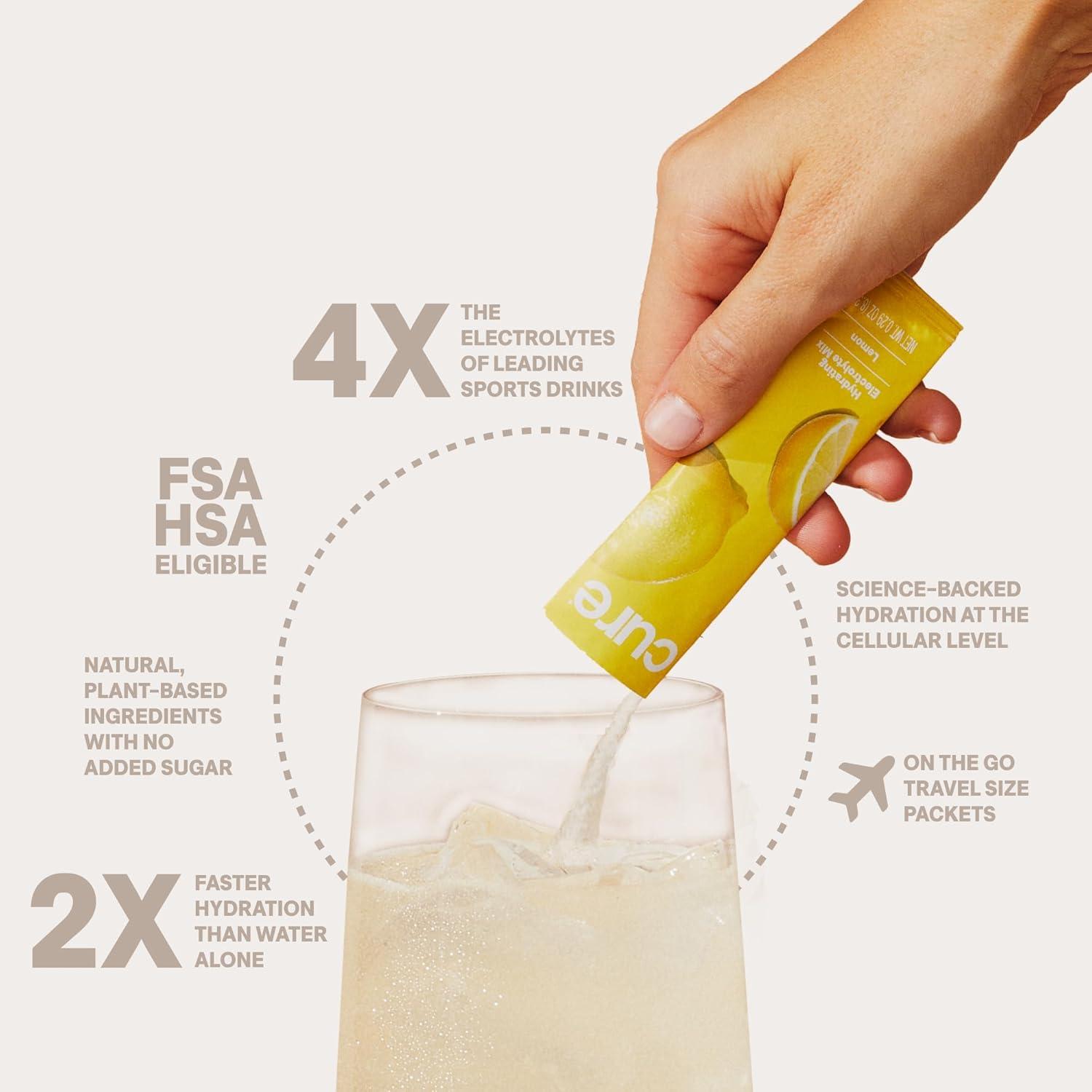 imageCURE HYDRATION MIX lectrolyte naturel hydratant Poudre pour le soulagement ligible FSA et HSA Fabriqu avec de leau de coco Sans sucre ajout Vgtalien Adapt au palo Pochette de 14