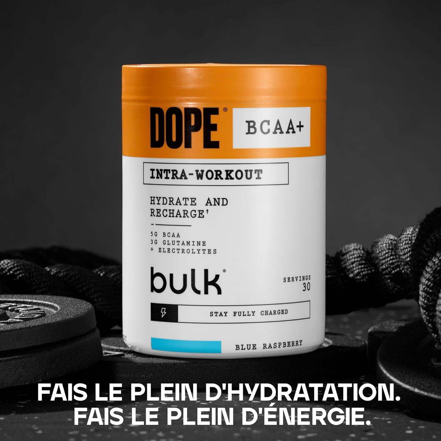 imageDope BCAA Poudre IntraEntranement Strawberry Lime 360 g 30 Portions 5g BCAAs Mlange dlectrolytes Glutamine Vitamine B6 ampamp B12 Soutient lHydratation lnergie RcuprationFraise Cirton Vert