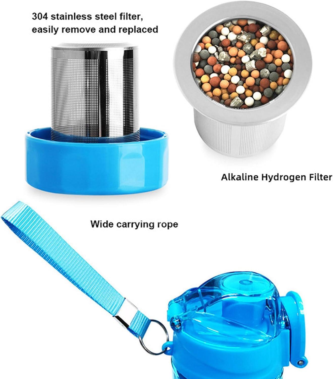 imageGeneric Bouteille deau Hydrogne lpreuve des Fuites 304 Filtre Alcalin en Acier Inoxydable pour le Bientre et la vitalit pour lexercice CafCiel Bleu