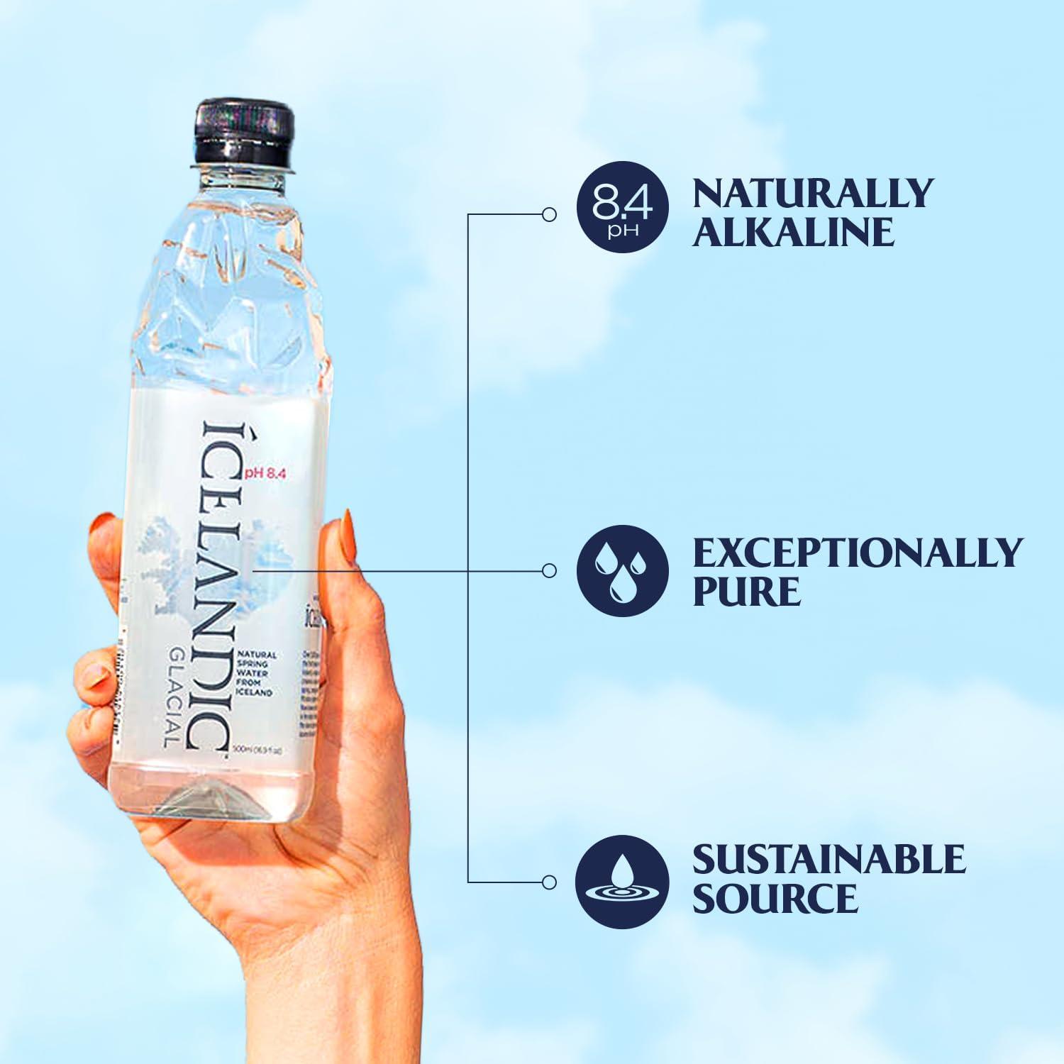 imageIcelandic Glacial Eau Premium Plate 1000ml Bouteilles en PET Recycl x 12 Par Pack AlcalineBas pH Sans BPA Neutre en Carbone de la Source Islandaise Faible Teneur en TDS et Minraux1 l Lot de 12