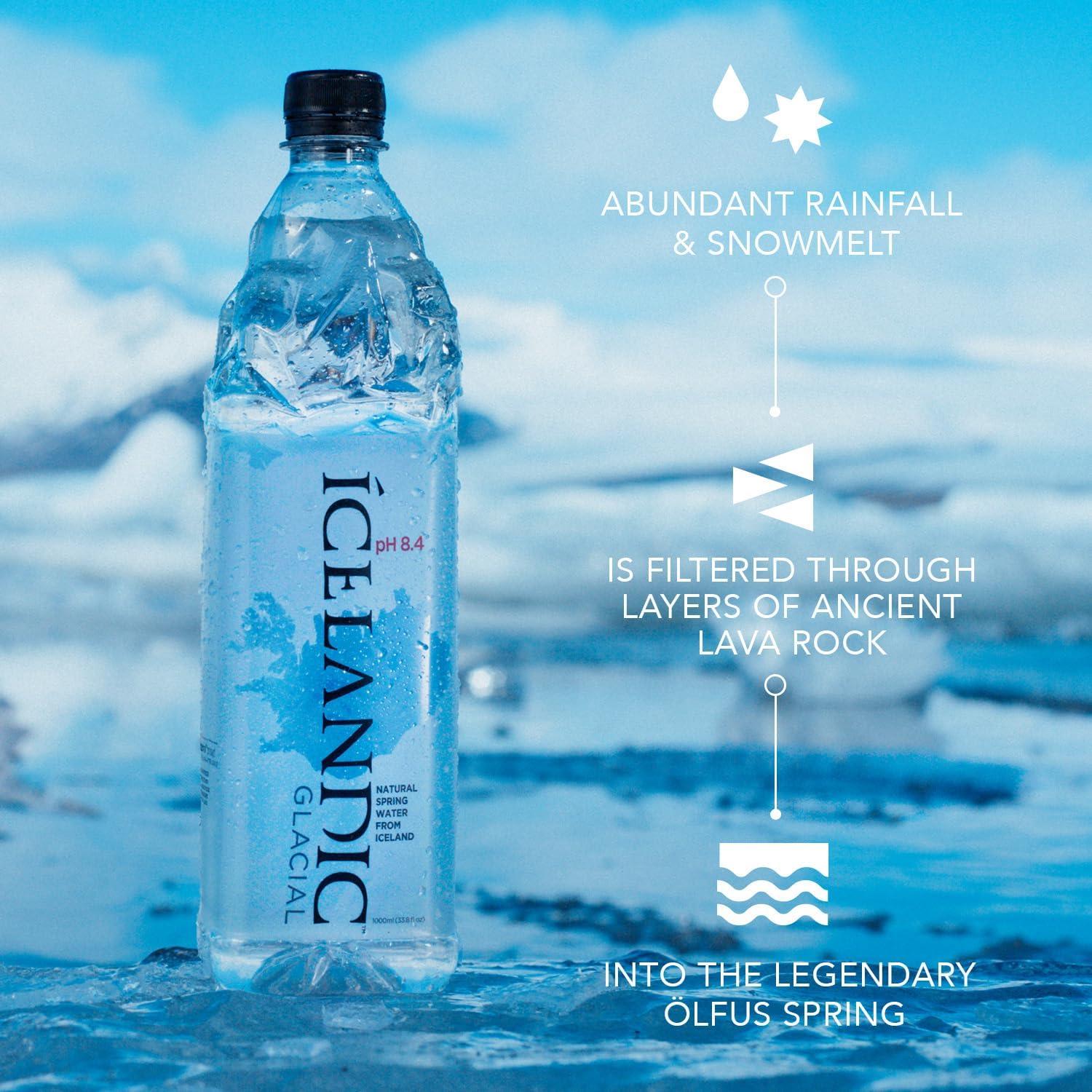 imageIcelandic Glacial Eau Premium Plate 1000ml Bouteilles en PET Recycl x 12 Par Pack AlcalineBas pH Sans BPA Neutre en Carbone de la Source Islandaise Faible Teneur en TDS et Minraux1 l Lot de 12