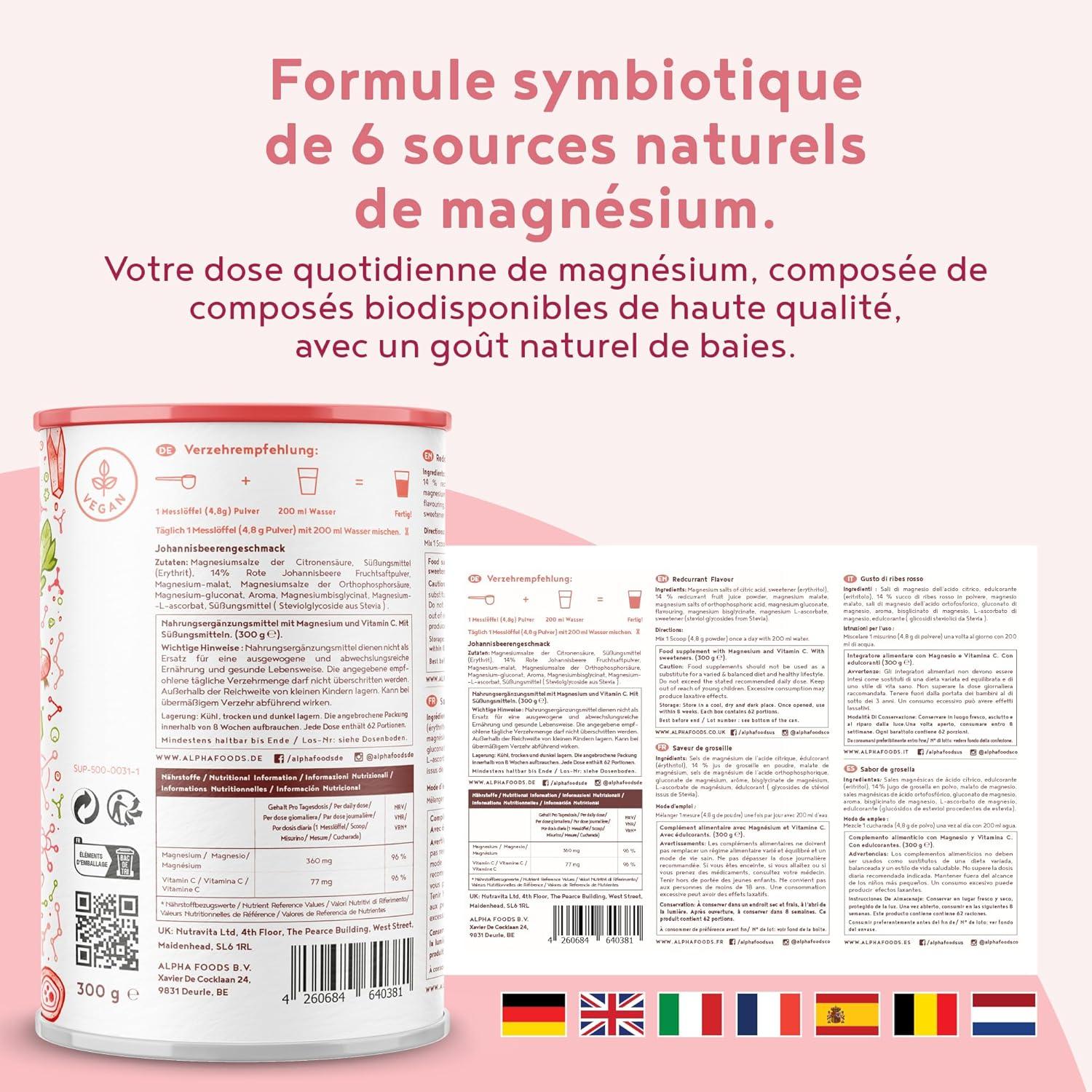 imageMagnesium Complex Supplment de poudre de magnsium avec 6 diffrents composants de magnsium biodisponibles Vegan pour soutenir lquilibre musculaire neurologique et lectrolytique