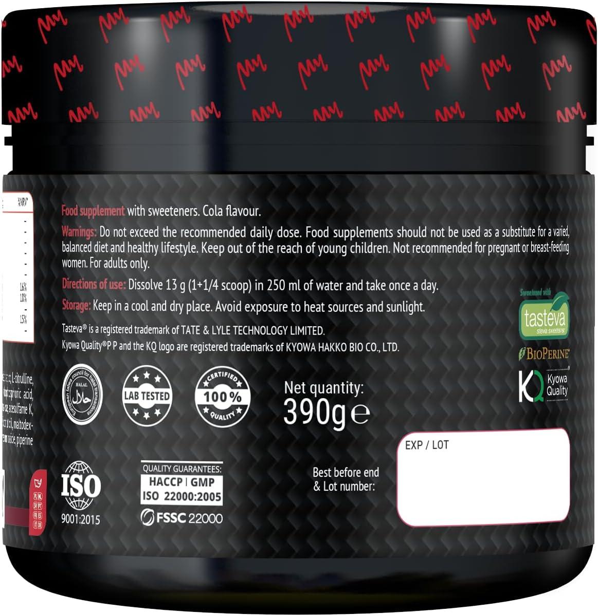 imageMy BCAA Acides Amins BCAA en Poudre Label Kyowa Quality LGlutamine LCitrulline Electrolytes Lemonade 390g 30 PortionsCola