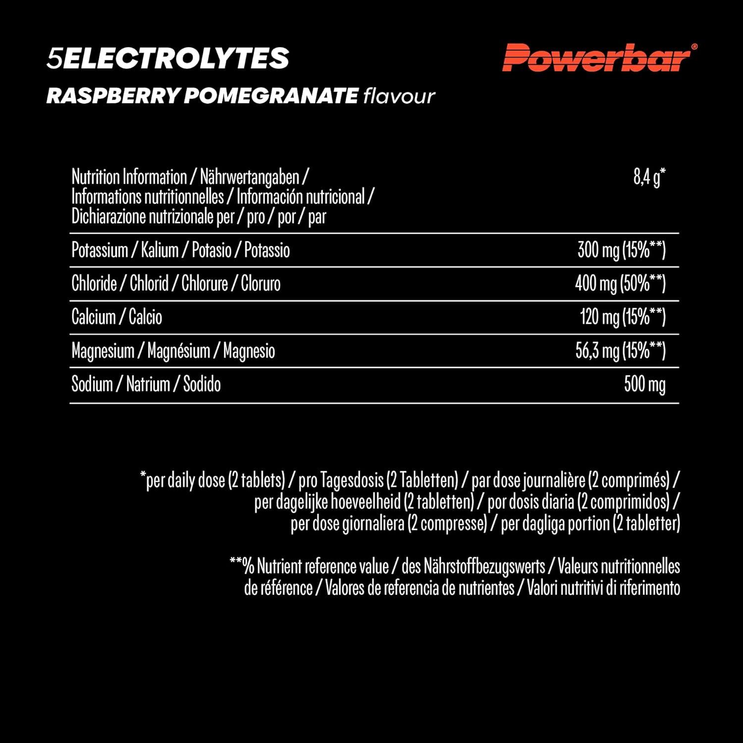 imagePowerbar 5 Electrolytes Lemon Tonic 12x10Tabs Tablettes effervescentes fournissant les lectrolytes 75 mg cafineRaspberry Pomegranate
