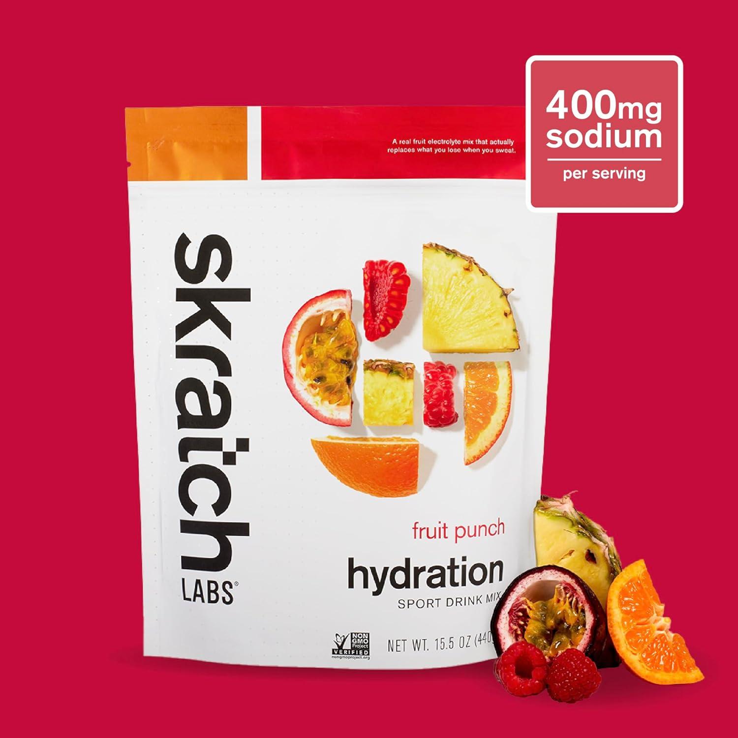 imageSKRATCH LABS Sport Hydration Drink Mix Poudre de glucides et dlectrolytes 440g Punch aux fruits Endurance entranement comptition Sans gluten Vegan Keto