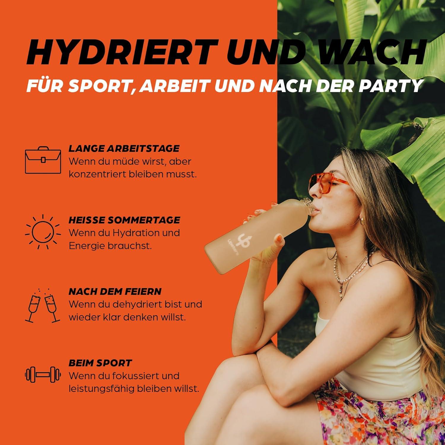imageUpsters Energylytes Citron orange et pastque Poudre dlectrolyte avec 160 mg de cafine et de Ltyrosine Sans sucre Hydration et concentration Pour le sport le travail et les jours actifsOG Orange