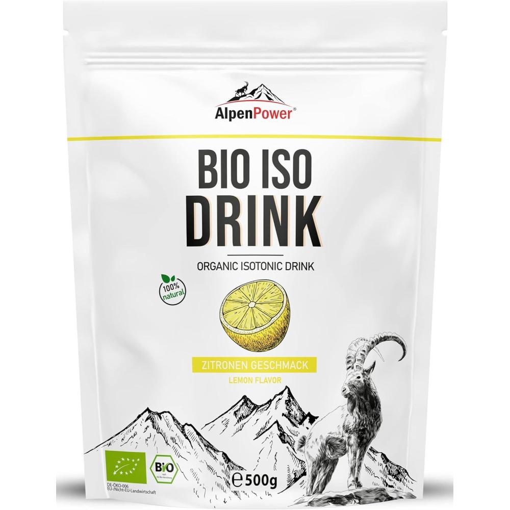 imageAlpenPower BIO poudre pour boisson Isotonique Citron 500g Ingrdients 100 naturels Sans additifs artificiels Idal pour les sports dendurance
