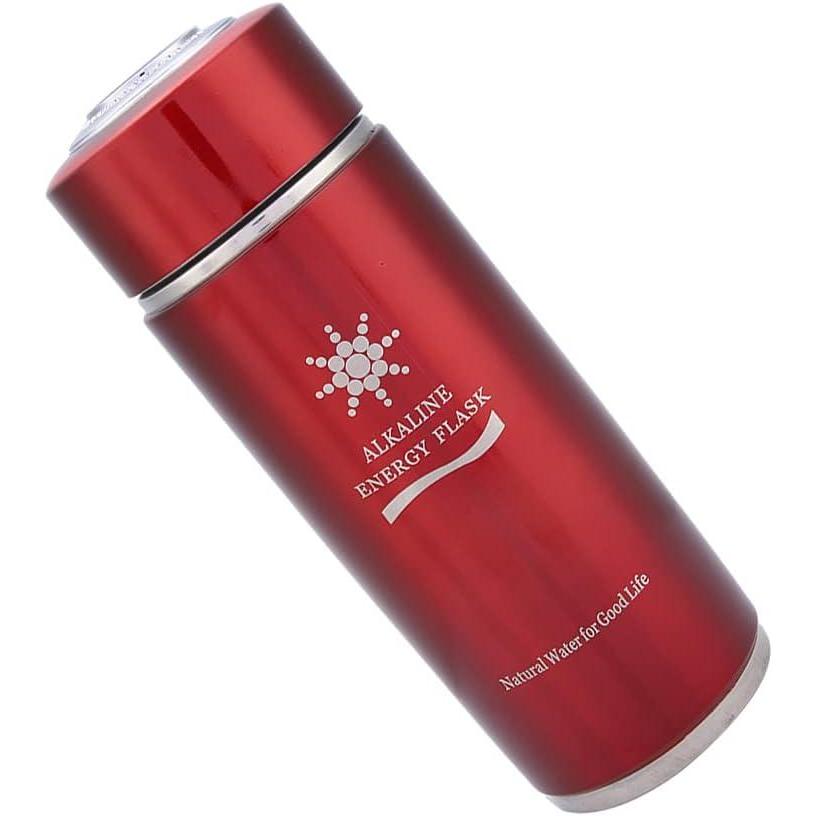 imageBouteille Deau Nano Energy Bouteille Deau Alcaline en Acier Inoxydable avec Photocatalyseur Tourmaline pour une Meilleure Absorption des Nutriments 400 Ml ArgentRouge