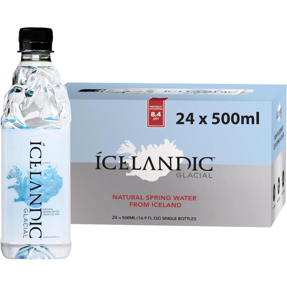 imageIcelandic Glacial Eau Premium Plate 1000ml Bouteilles en PET Recycl x 12 Par Pack AlcalineBas pH Sans BPA Neutre en Carbone de la Source Islandaise Faible Teneur en TDS et Minraux500 ml Lot de 24