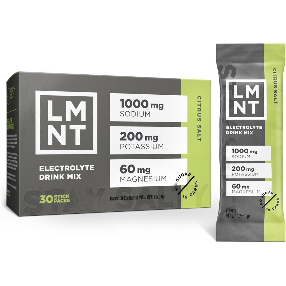 imageLMNT ELEMENTAL LABS Sachets de poudre dlectrolyte cto LMNT Poudre dhydratation palo Sans sucre sans ingrdients artificiels Sel dagrumes 30 paquets de btons
