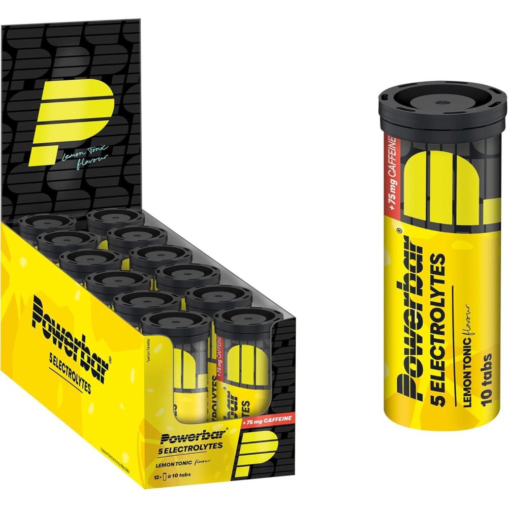 imagePowerbar 5 Electrolytes Lemon Tonic 12x10Tabs Tablettes effervescentes fournissant les lectrolytes 75 mg cafineLemon Tonic