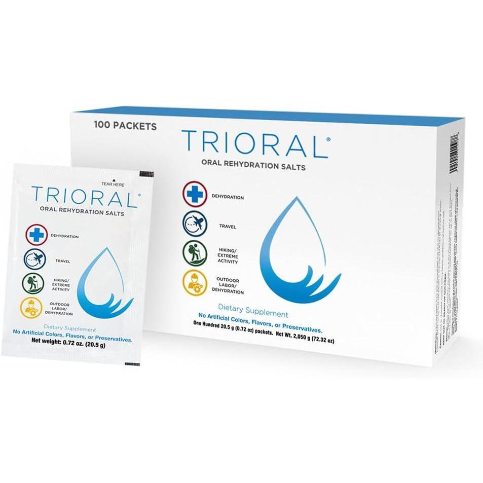 imageTRIORAL Poudre dlectrolytes dhydratation lot de 100 Solution de rhydratation rapide formule hydratante essentielle lutte contre la dshydratation des entranements sports et plus encore