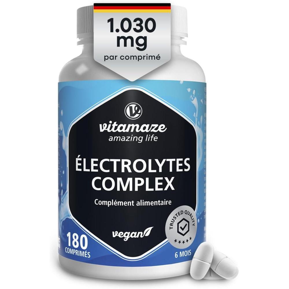 imagelectrolytes en Poudre Haute Dose 2290mg 25 Sachets avec Magnsium Potassium Calcium 8 Vitamines B Got Citron Naturel Vgan Pour Sport et Rgime Ctognelectrolytes 180 Comprims