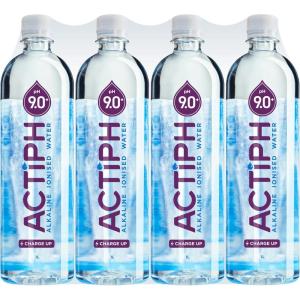 ACTIPH Eau de Source Alcaline Ionisée pH 9+ Purifiée avec Électrolytes – Pure et Douce – 12 x 1 L bouteilles PET